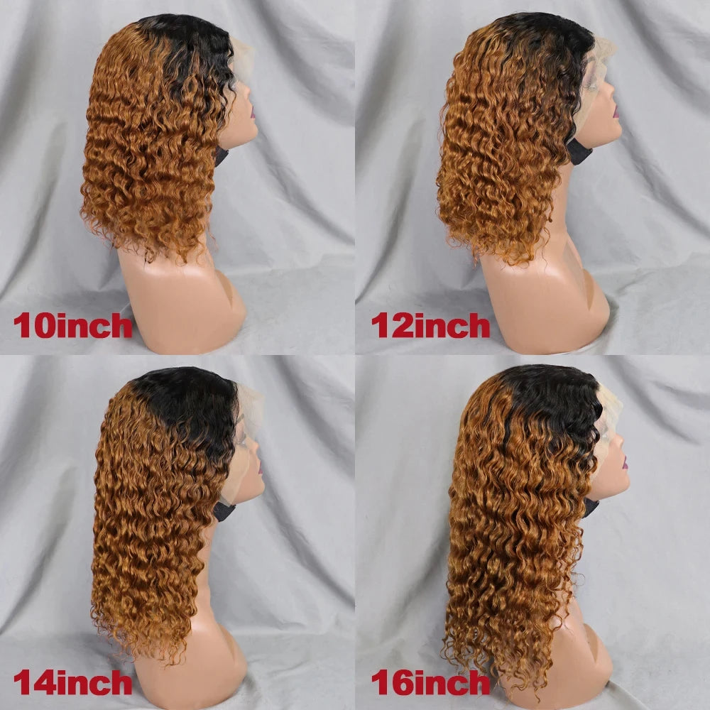 10-16 Inches 200% Density Water Wave Bob Human Hair Wigs  Short Deep Curly Brazilian Remy Human Hair Wigs for Black Women