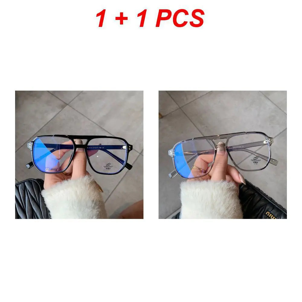 Retro Fashion Anti-blue Light Glasses Men Women Transparent Computer Glasses Frame Eyeglass Frame Flat Glasses Square Eyeglasse