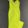 White Moth Orchids One Shoulder Yellow Green Ankle Length Bandage Dress Celebrity Party Evening Dress Woman Voaction Outfit