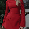Dulzura Long Sleeves Zipper Bodycon Mini Dress With Pocket Solid Elegant Outfit Office Streetwear Women’S Autumn Winter Clothes