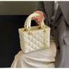 Quilted Pattern Solid Color Pu Handbag With Pendant Decoration, Versatile Noble Women's Crossbody Bag, Fashionable Handbag