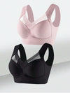 2PCS Women Lace Sport Bras Plus Size Seamless Bra Bralette Backless Lady Brassiere Vest Female Gather Shock-Proof Wireless L-5XL