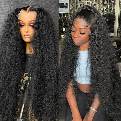13x6 HD Transparent Lace Front Water Curly Wave Human Hair Wigs 40 Inch Long Jerry Curly Human Hair Frontal Wigs Full Bouncy