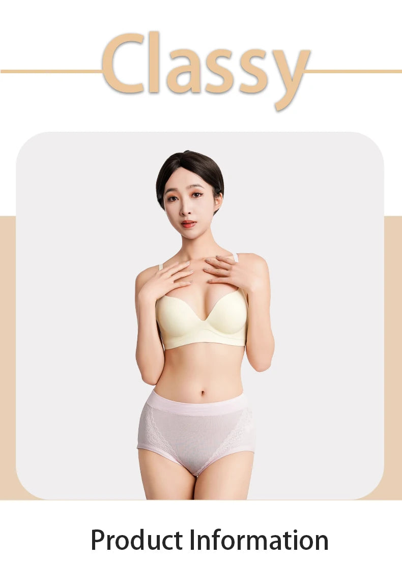 3pcs/pack 2024 Women High Waist Panties Female Briefs Modal Lace Plus Size Underpants Mother Middle Aged Oversize Underwear