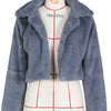 Fashion Faux Fur Open Stitch Lapel Crop Jackets Women Clothing Autumn Winter Solid Long Sleeve Warm Furry Fluffy Coat Outer Wear
