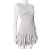 Women's Solid Pleated Short Dress Sleeveless O-neck Fashion Elegant Simple Mini Bodycon Dresses Slim Street Casual Party Holiday