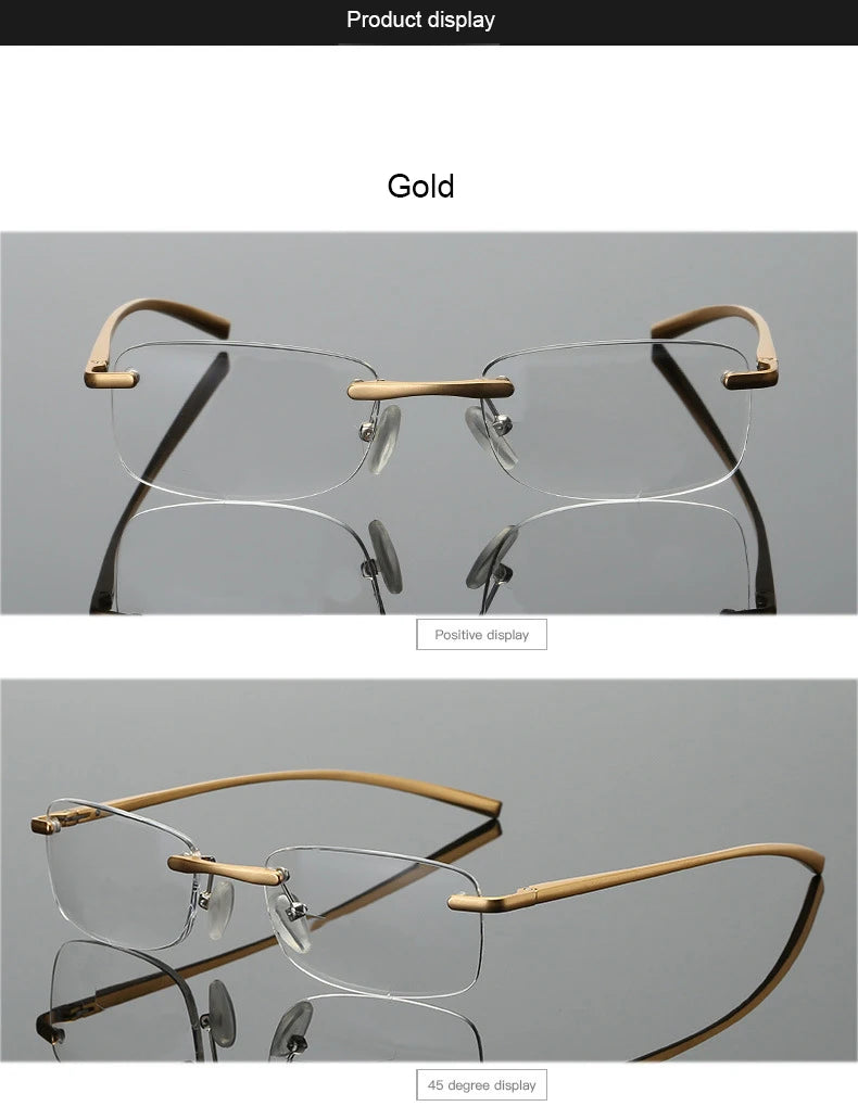 Men Blue Light Blocking Reading Glasses Women Dimond Cutting Rimless Eyeglasses Frame Anti Fatigue Hyperopia Presbyopic Eyewear