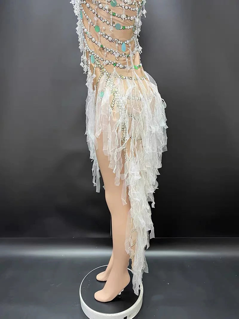 New sexy side slit dance performance costume, birthday party, socialite live house outfit