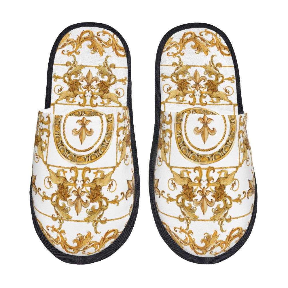 Custom Queen Of Absolutely Everything Gold Baroque Soft Memory Foam House Slippers Women Comfy Warm Anti-skid Sole Slipper