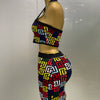 Women 2025 New Sexy Backless Halter Jacquard Two Piece Mini Skirt Bandage Set Celebrity Designer Evening Party Women's Set