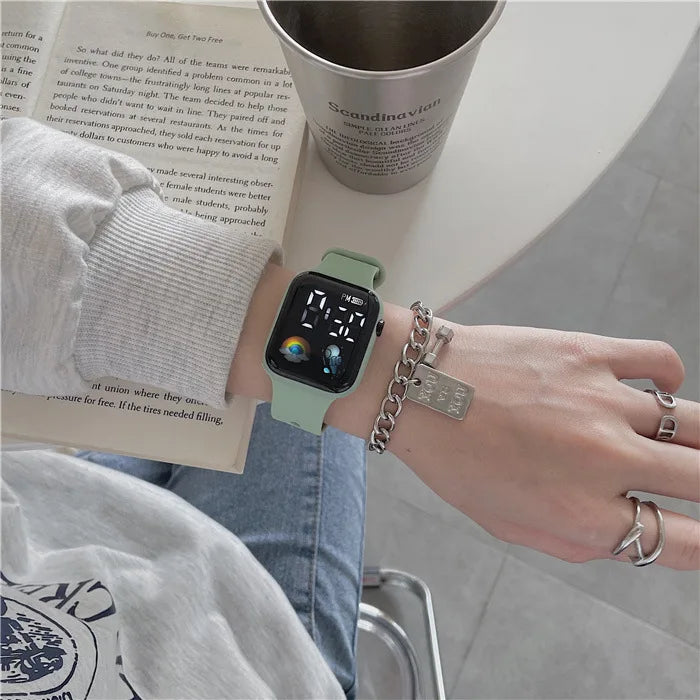 Technological LED Astro Watch for Women and Men Students Ins High Beauty Watches with Simple Fashion and Waterproof Electronics