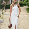 Bornladies Summer Sleeveless Single Breasted Dress Fashionable Ladies Slim Fit Collar Solid Color Long Dresses Women's Clothing