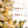 Prelit Snow Flocked Artificial Full Christmas Tree 9ft with Remote Control Christmas Pine Tree with 11 LightModes 2094 Branch T