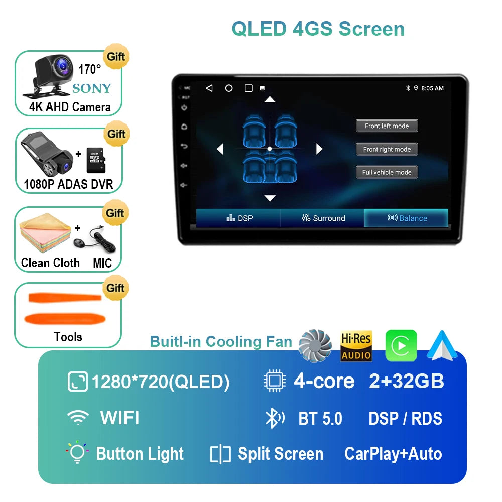 Android 14 For Audi A4 II 2 B6 III 3 B7 2000 - 2009 S4 2002 - 2008 RS4 2005 - 2009 Car Radio Multimedia Video Player Navigation