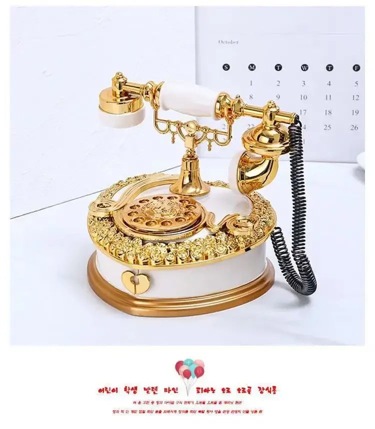 Light Luxury Classic Style Dial Old-fashioned Telephone Music Box Home Desk Porch Home Decoration Living Room Decoration
