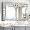 Wisfor Crushed Diamond Wall Mirror Rectangular Glass Silver Vanity with Decorative Glam Bling Crystal Frame Edge