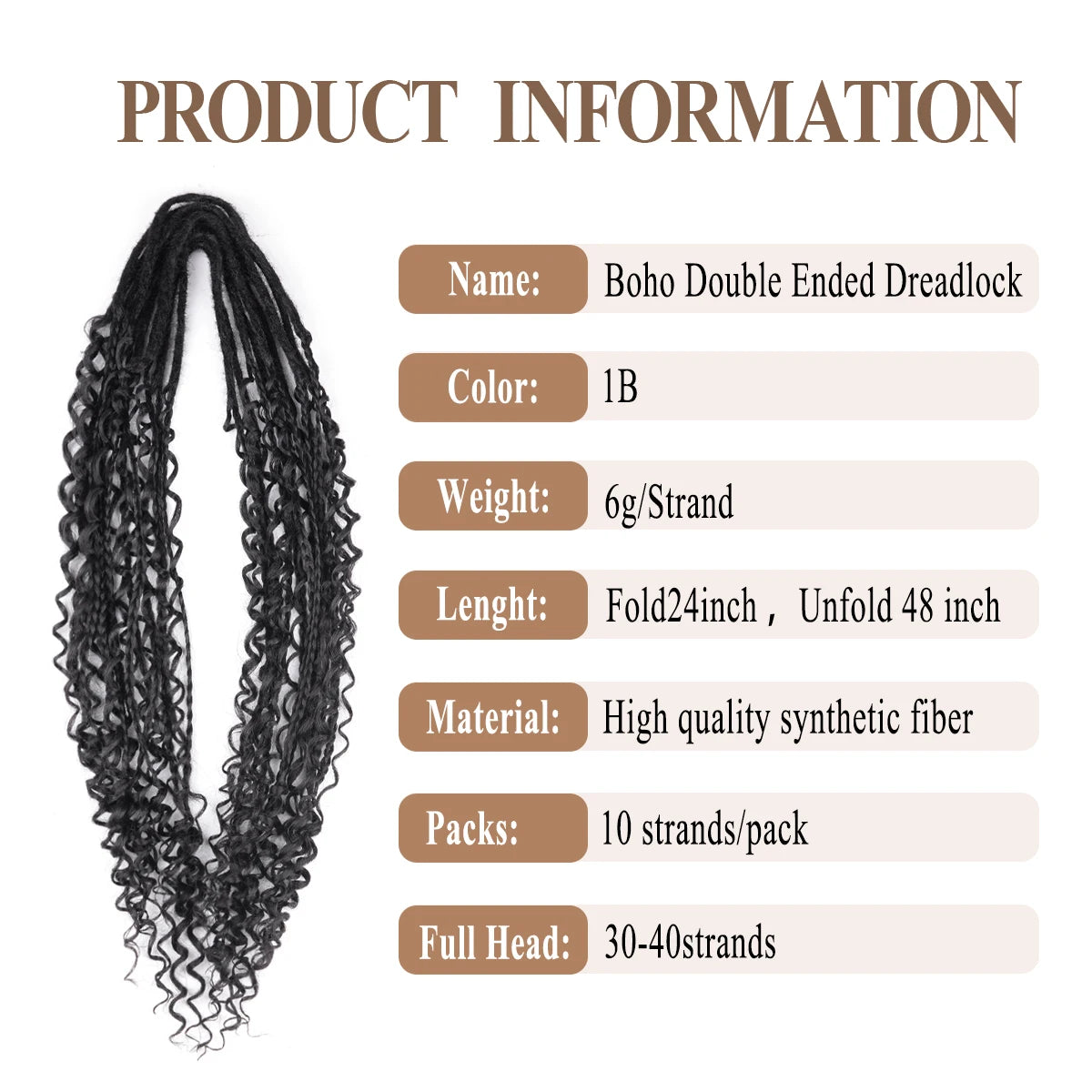 Handmade Dreadlocks Hair Extensions 24Inch Soft Crochet Dreadlock Braids Hair Synthetic Faux Locs Braids Hair For Women And Men