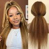 Highlight P4/27 Kinky Straight 24Inch Brown Blonde Color 13x6 Brazilian Transparent Lace Front Human Hair Pre Plucked Wig