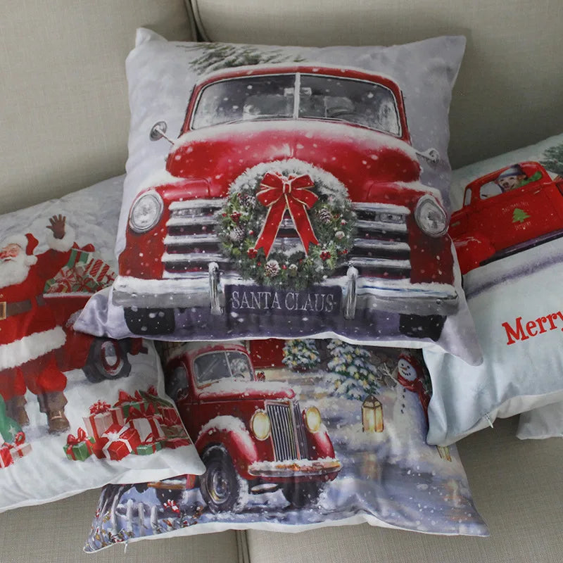 45cm Glowing Santa Claus Pillowcase with Led Lights 2023 New Year Decoration for Home Christmas Ornament Decor Led Cushion Cover