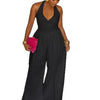 Znaiml Elegant Evening Gowns Biarthday Party One Pieces Wide Leg Pants Outfit for Women White Halter Backless Jumpsuit Rompers