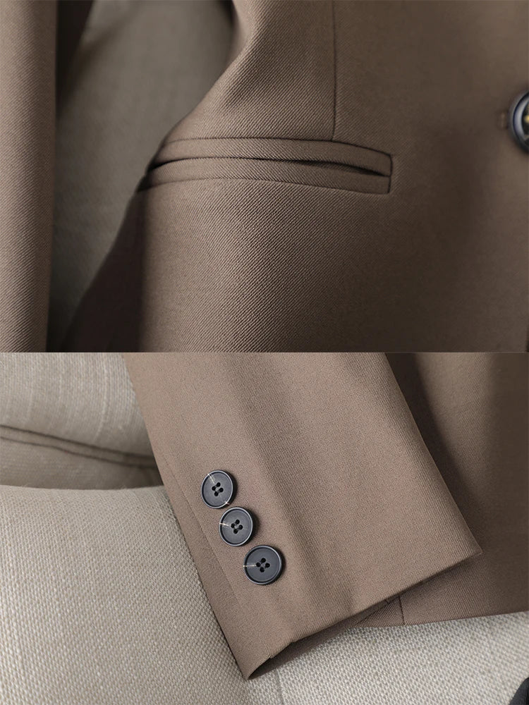 High Quality Long Sleeve Female Blazer Women Blue Coffee Khaki Single Button Slim Jacket Ladies Business Work Wear Formal Coat