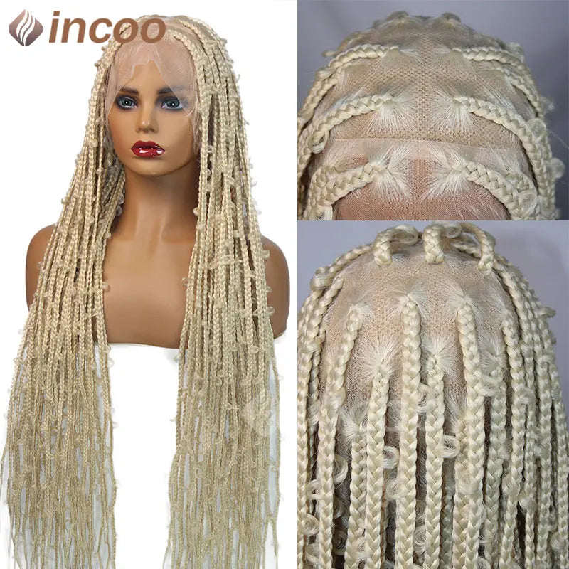 36 Inches Synthetic Lace Braided Wigs Butterfly Braids Lace Wig For Black Women Braid Wigs On Sale Clearance Box Braids Lace Wig