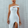 Seamyla 2023 Bandage Dress Sexy White Black Red One Shoulder Bodycon Summer Sleeveless Dress For Women New Celebrity Party Dress