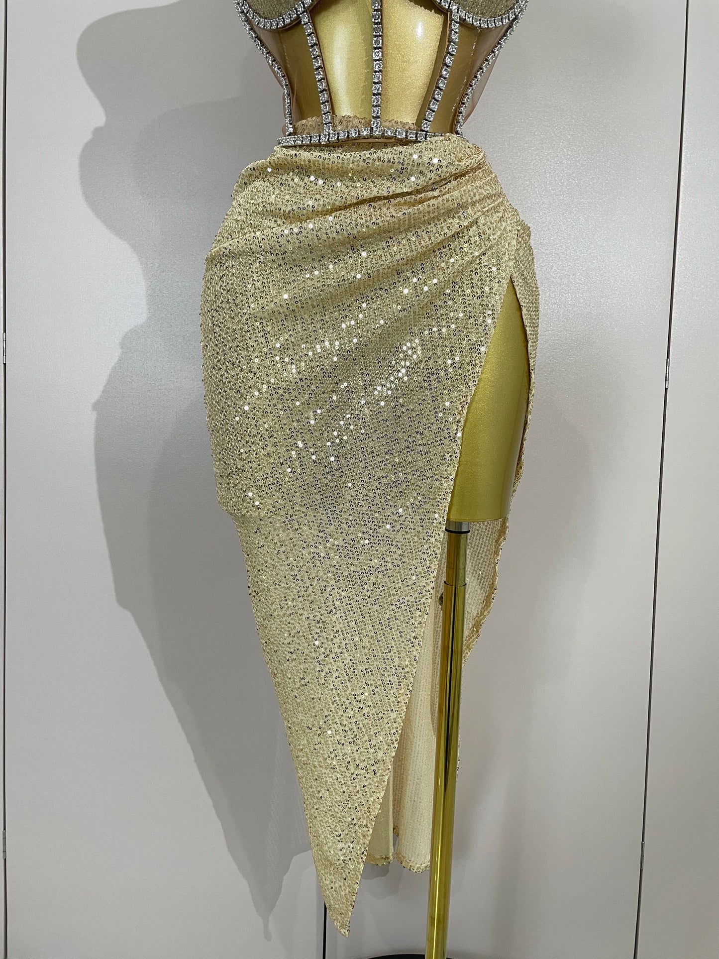 Sparkly Sequins Diamond Birthday Party Two Piece Set Evening Dress 2025 Women Sexy Singer Dancer NightClub Bar Performan Costume