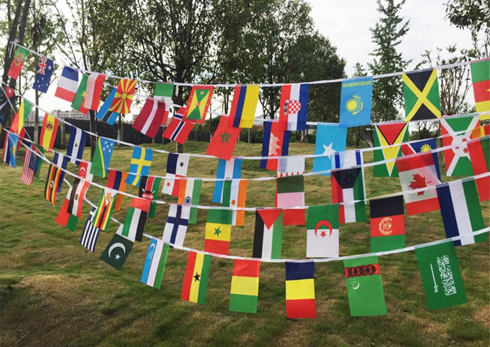 2026 14x21cm   48pcs  Country Flag NEW Football  Countries Flag Bunting National String Banner Event Garlands decoration