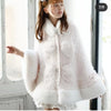 Japanese Liz Sweet Princess Faux Rabbit Fur Cape Coat Women Autumn Winter Fur Jacket Loose Clock Rhinestone Bow Hooded Coat