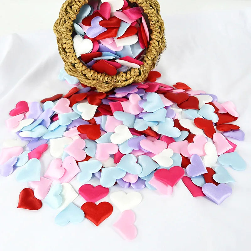 100/200Pcs Artificial Love Heart Petals Valentine's Day Wedding Party Confetti Petals Sponge Satin Fabric Table Bed Decorations