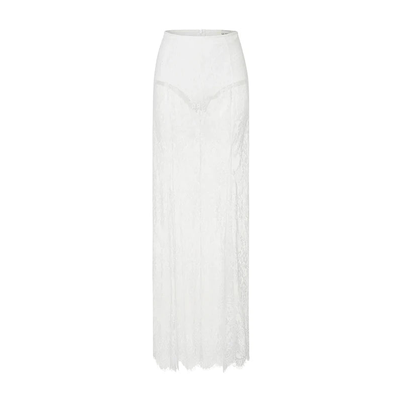 Tornova Strapless Lace Dress Sets Female Elegant Sexy Strap Vest High Waist Splice Long Skirt Ladies Slim Banquet 2 Pieces Set