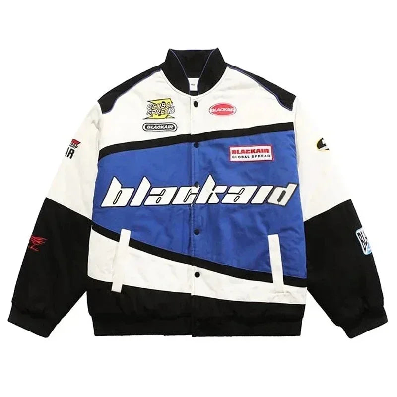 Retro Gothic Alphabet Embroidery Oversized Motorcycle Uniform Baseball Uniform Men's Y2K New Trend Harajuku Hip-Hop Joker Jacket