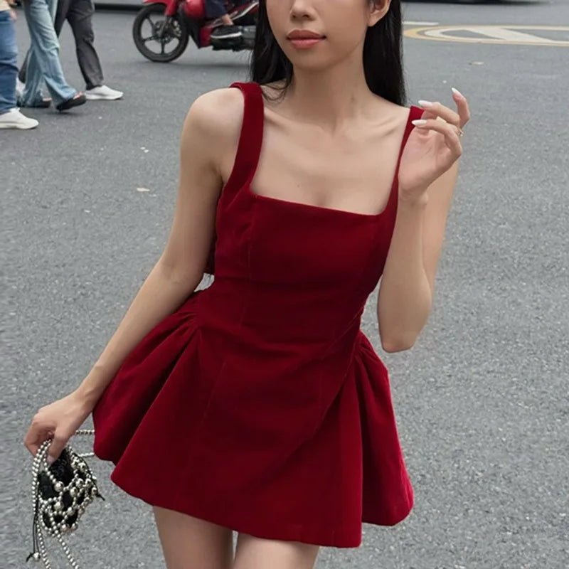 Tuularose Red Bow Dress Women's Sexy Backless Slim Tank Top A Line Dress Sleeveless Spaghetti Straps Luxury Party Evening Dress