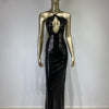Women Summer Luxury Sexy Backless Halter Black Mesh Sequins Maxi Long Gowns Dress Elegant Celebrity Evening Party Club Dress