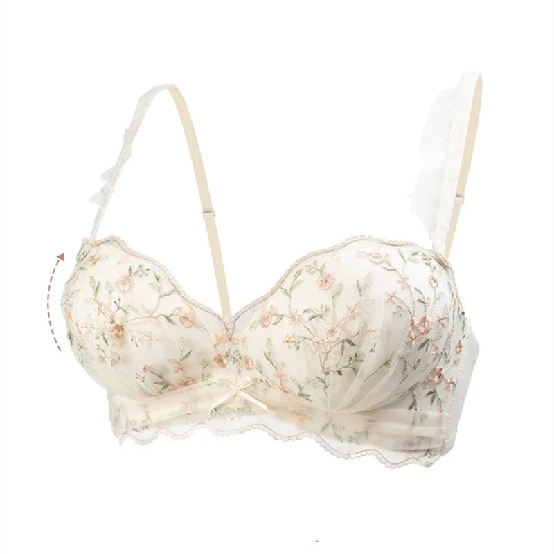 Small Breasts Gathered Women's Underwear Flat Chest Collection Side Breast Anti-sagging No Steel Ring Embossed Women's Bra