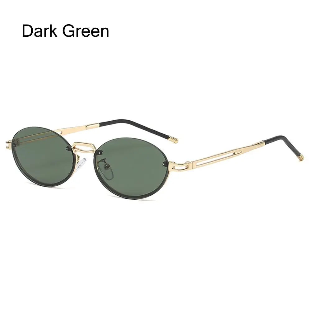 Vintage Metal Punk Sunglasses Rimless Oval Sun Glasses Trendy Frameless Shades UV400 Protection Gradient Glasses