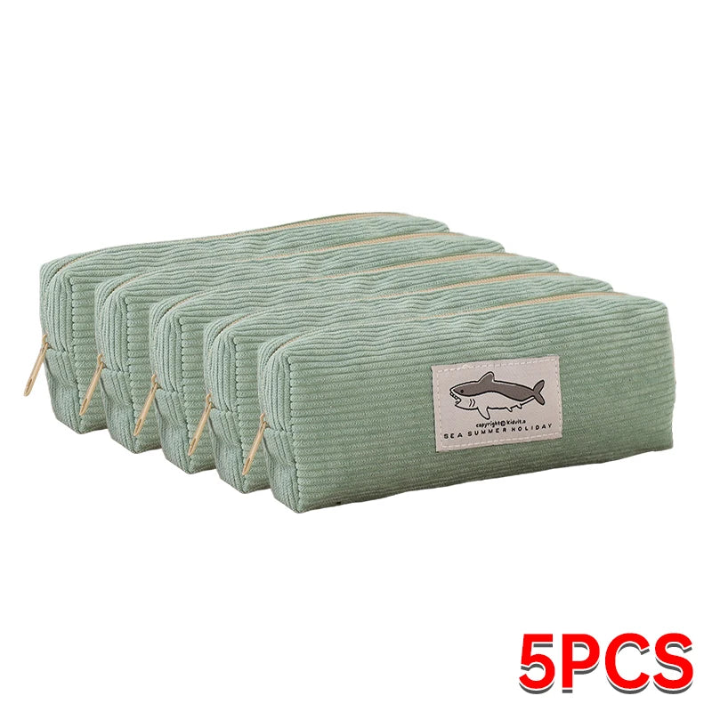 Cute Shark Pencil Case Embroidery Pen Bag Back to School Supplies Stationery Items for Girls Kids Desk Cute Accessories Gift