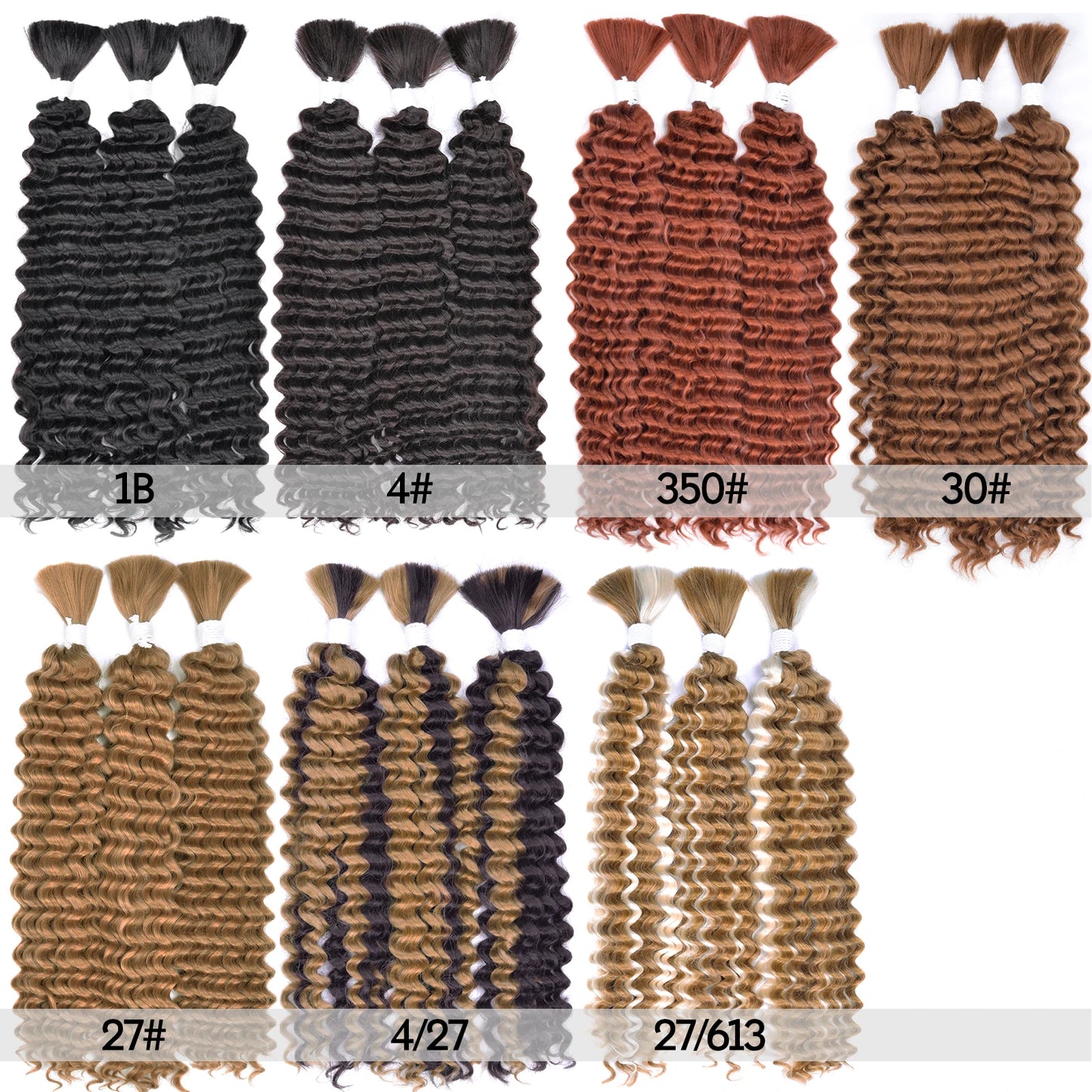 Synthetic Curly Deep Wave Bulk hair For Braiding 20inch No Weft Deep Wave For Braiding Micro Faux Braiding Hair for Boho Braids