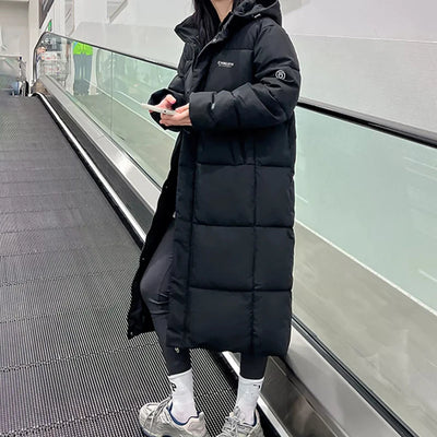 EVNISI Women Zipper Up Pockets Down Coat oversize Loose Coat Turtleneck Thicken Long Coat Women Casual Parkas 2024 Autumn Winter
