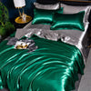 Nordic Satin Silk Bedding Set with Duvet Cover Bed Sheet Pillowcases Luxury Solid Single Double Couple Pillow Case Bedsheet