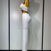 Women Sexy Bandage Crop Top Pant Set Evening Party Club Luxury Birthday High Street Fashion Elegant Luxury Birthday Outfit ﻿
