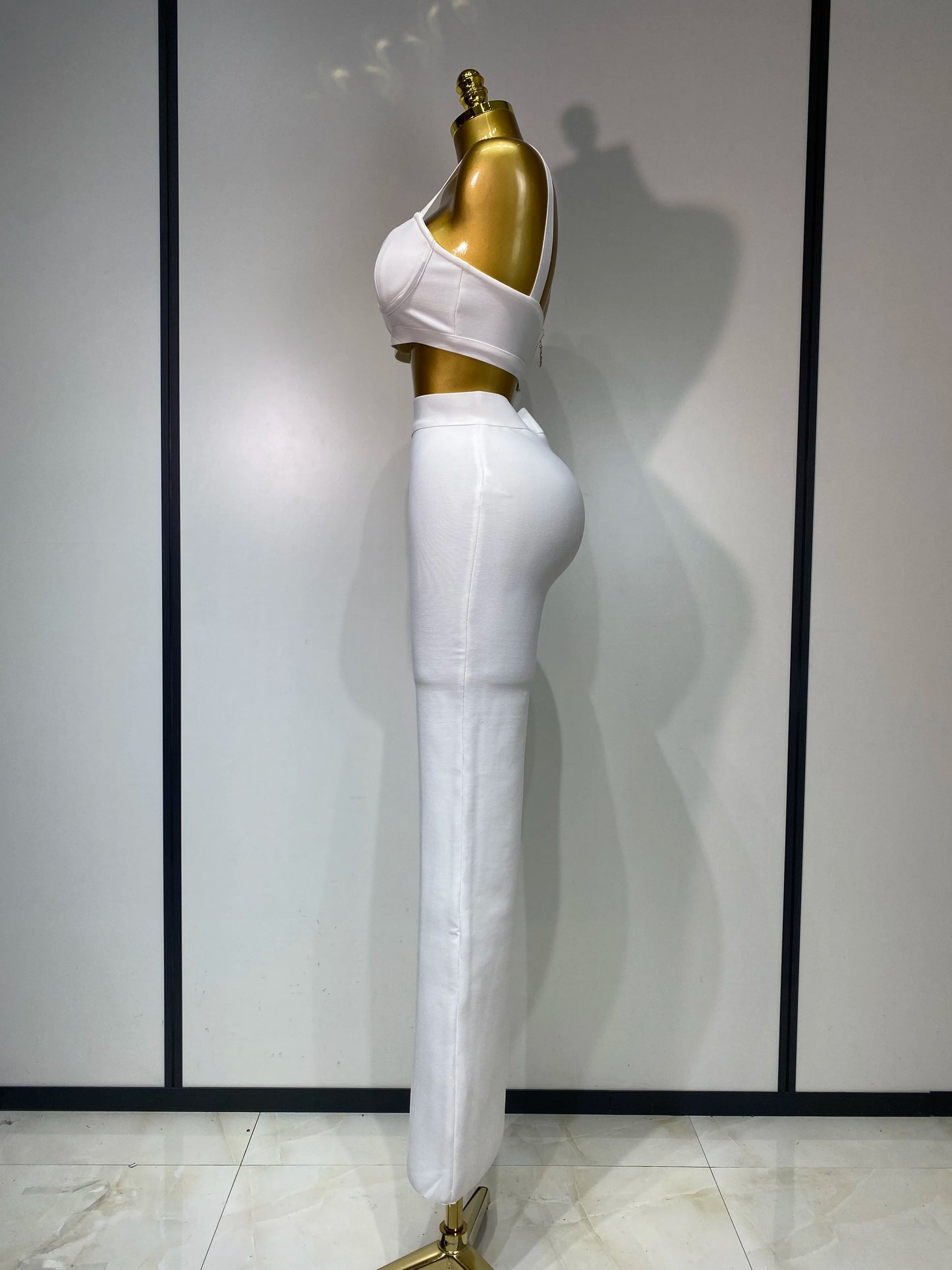 High Quality Elegant Bandage Top Pant Set Women Sexy Evening Party Nightclub Luxury Birthday High Street Fashion Two Piece Set