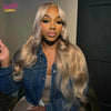 Ash Blonde 180 Density Body Wave Human Hair Wigs with Baby Hair 13x4 13X6 Transparent Lace Frontal Wig Pre Plucked Pure Color