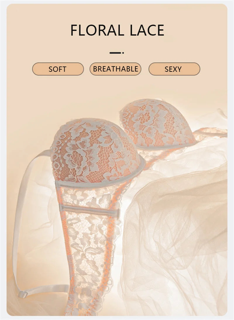 FINETOO Sexy Lace Bra Women 1/2 Cup Underwire Bras Ladies Push Up Underwear Trendy Floral Brassiere Female Comfortable Intimates