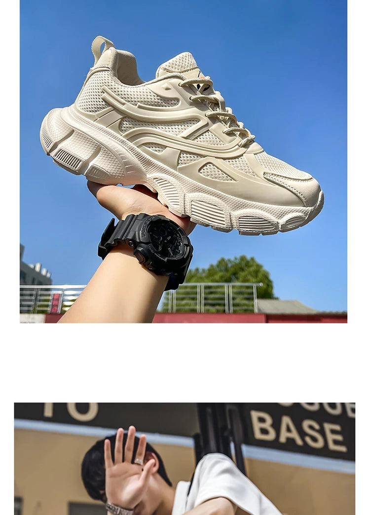 Autumn Men's New Breathable Sports Shoes Fashion Thick Sole Casual Shoes Comfortable and Versatile Trendy Running Shoes Spring