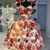 Elegant Floral Print A- Line Mini Dress with Bow Knot High Waist Slimming for Women Spring Season Fashion Casual Skirt