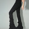 REDDACHiC Black Ruched Flare Jeans Women Solid Stretch Bootcut Stacked Pants High Rise Trousers Harajuku Goth Grunge Y2k Clothes