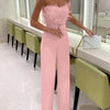 Women Sexy Jumpsuit Breast Wrap Spring Summer Fashion Female Elegant White Empire Casual Straight Long Jumpsuits