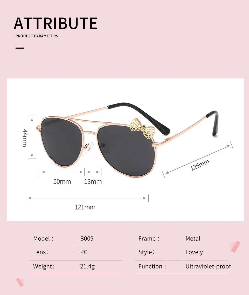 Kids Cute Sunglasses Metal Frame Children Sun Glasses Fashion Girls Outdoor Cycling Goggles Party Eyewear Photography Supplies